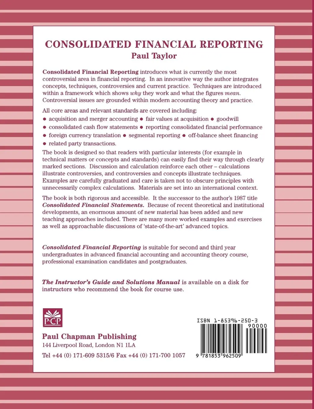 Rückseite: 9781853962509 | Consolidated Financial Reporting | Paul A Taylor (u. a.) | Taschenbuch
