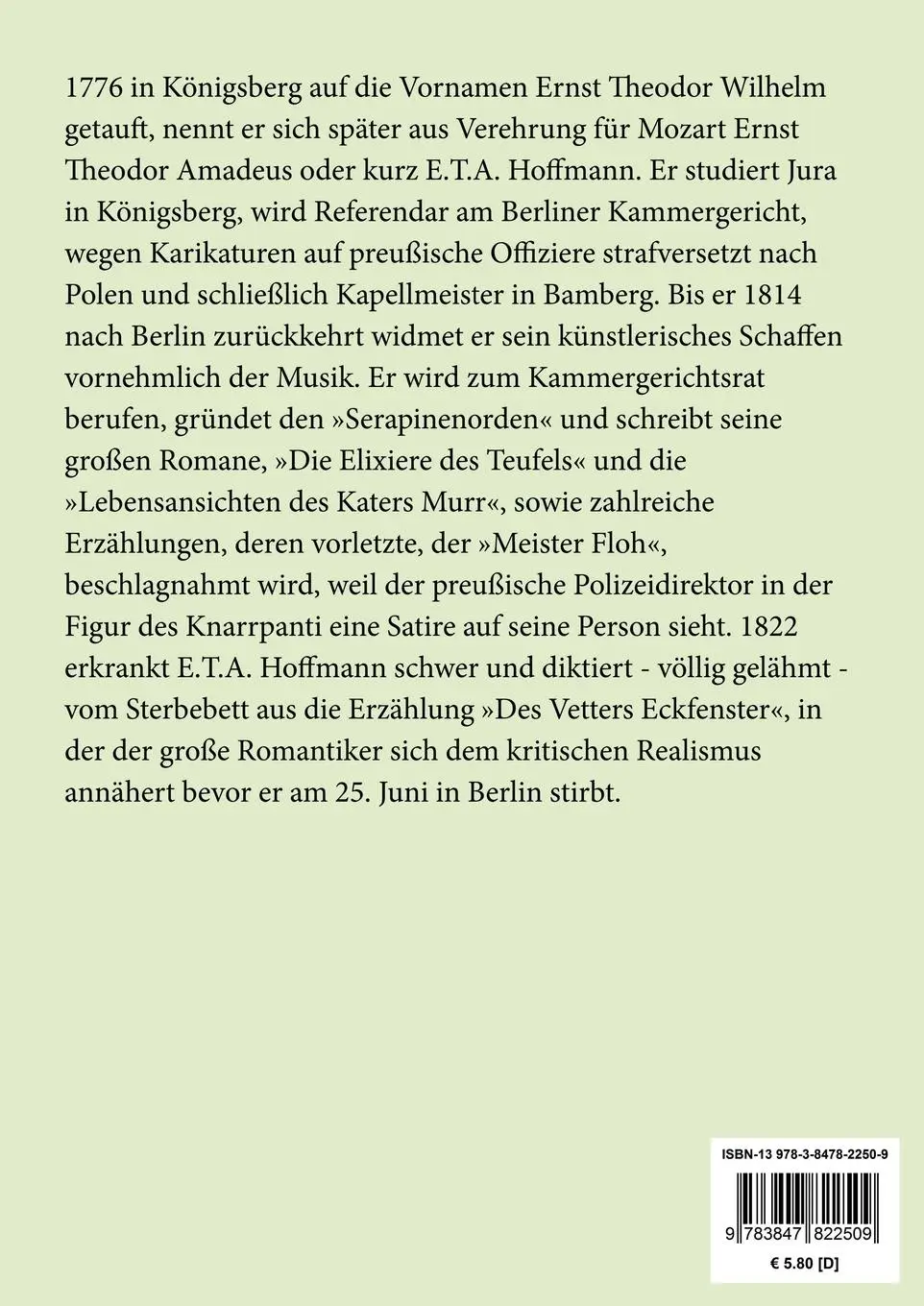 Rückseite: 9783847822509 | Der Sandmann (Großdruck) | E. T. A. Hoffmann | Taschenbuch | 48 S.