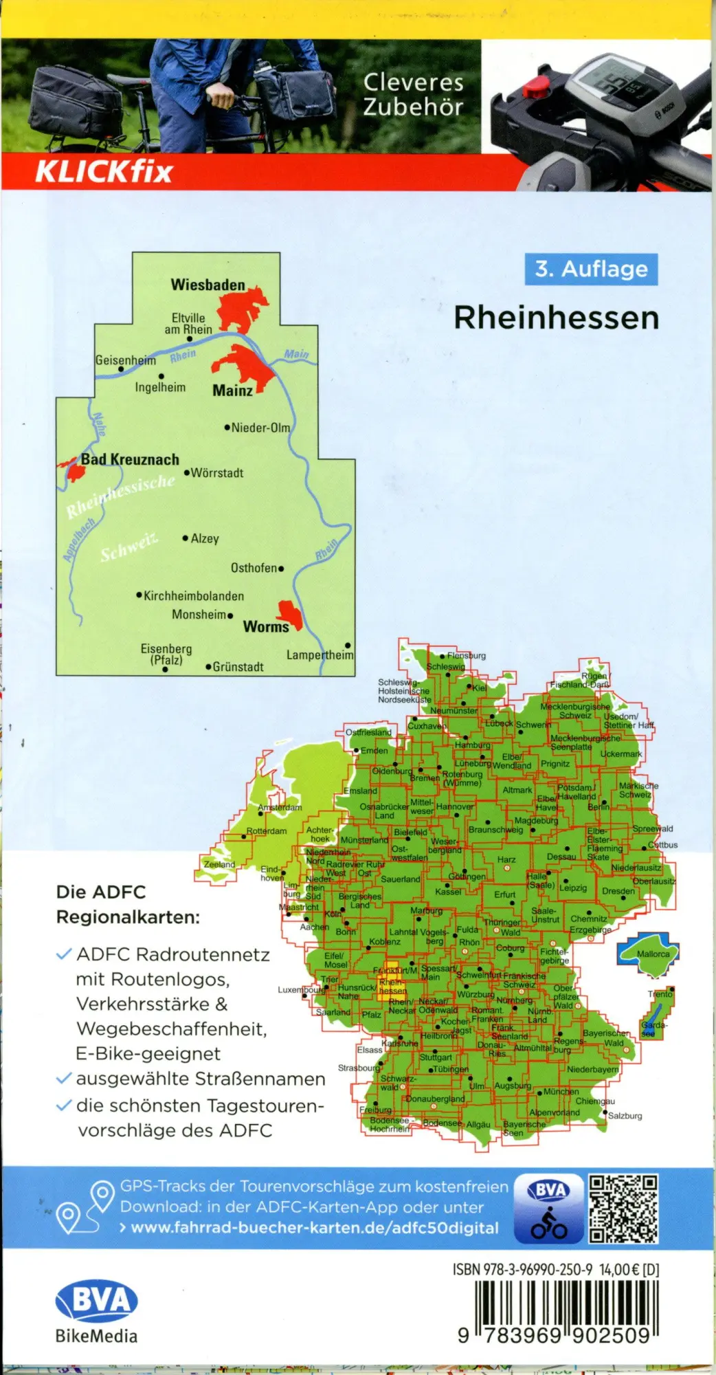 Bild: 9783969902509 | ADFC-Regionalkarte Rheinhessen, 1:50.000, mit...