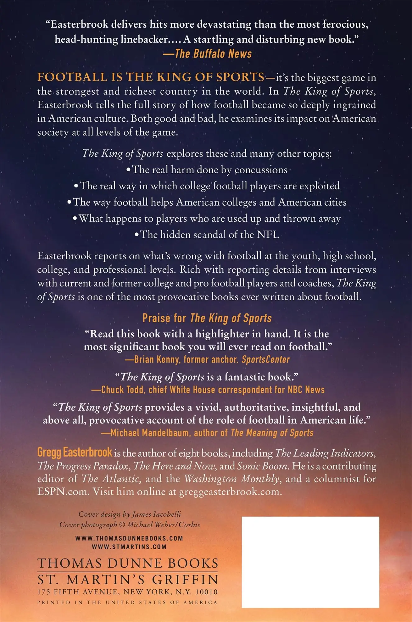 Rückseite: 9781250012609 | KING OF SPORTS | Gregg Easterbrook | Taschenbuch | Englisch | 2014