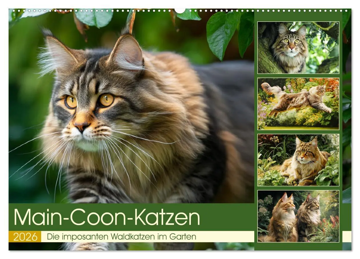 Cover: 9783457992609 | Main-Coon-Katzen. Die imposanten Waldkatzen im Garten (Wandkalender...