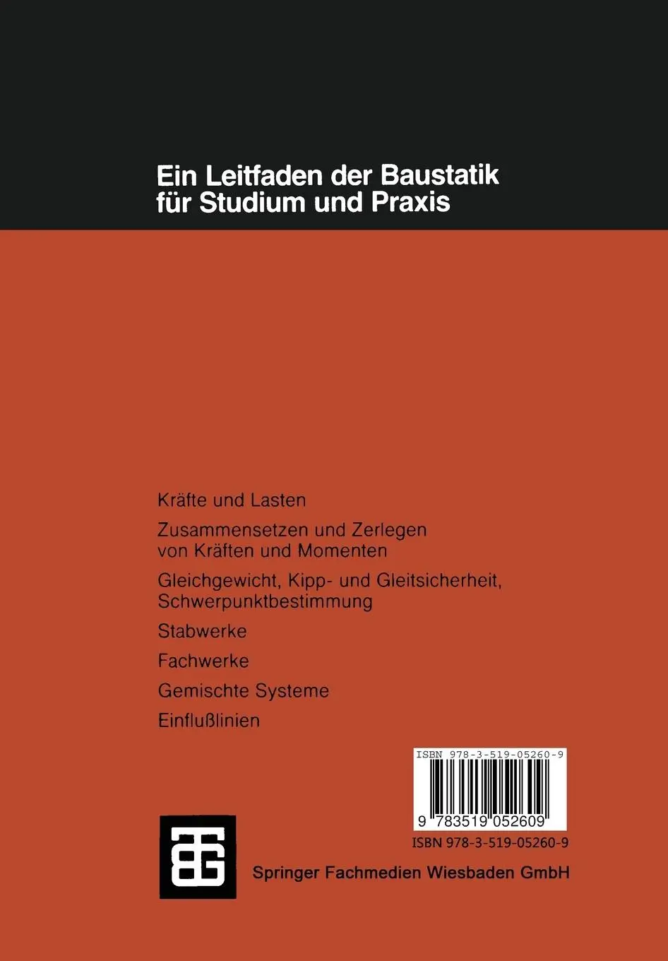 Rückseite: 9783519052609 | Praktische Baustatik | Teil 1 | Walter Wagner (u. a.) | Taschenbuch