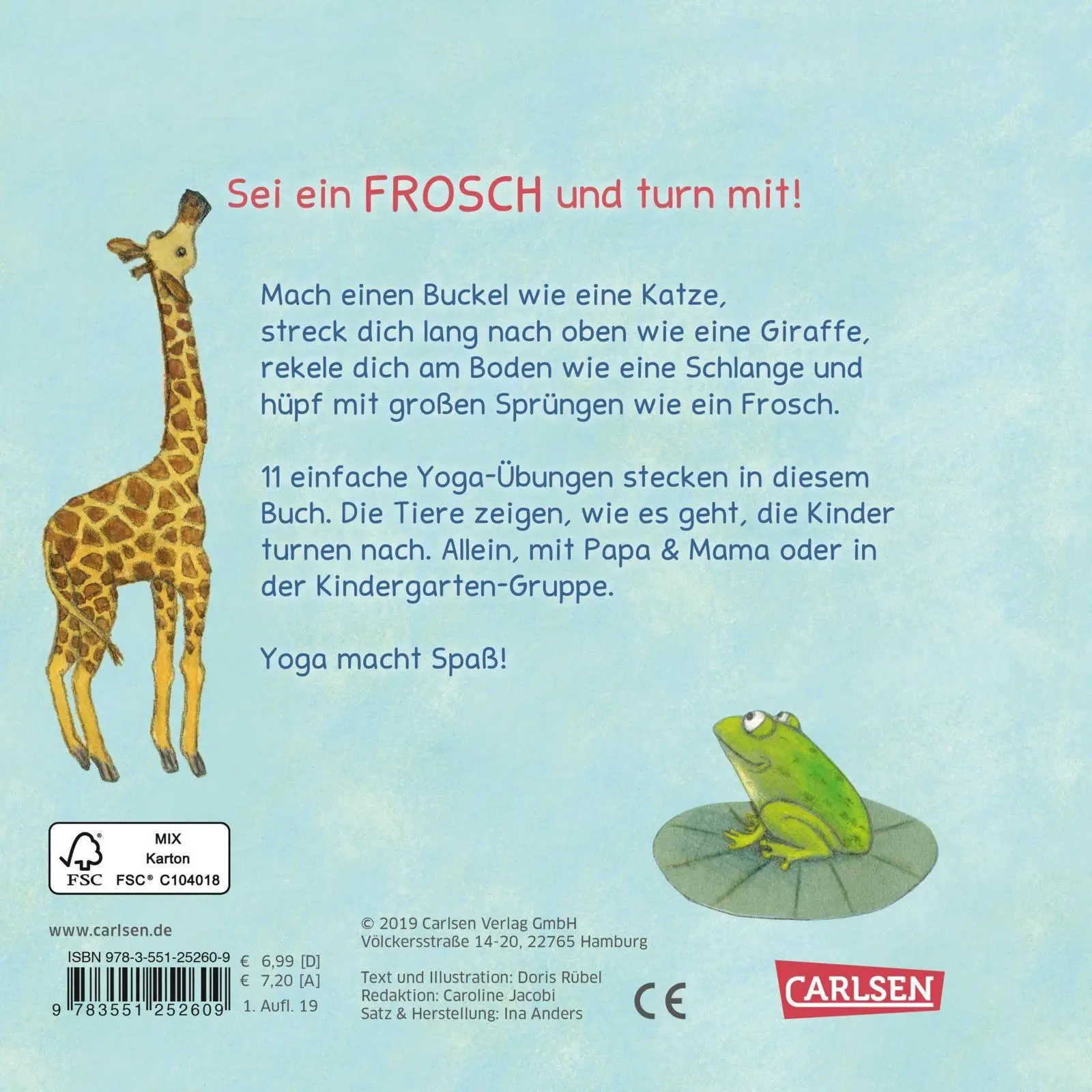 Rückseite: 9783551252609 | Turnen wie die Tiere - Yoga für Kinder | Doris Rübel | Buch | 16 S.