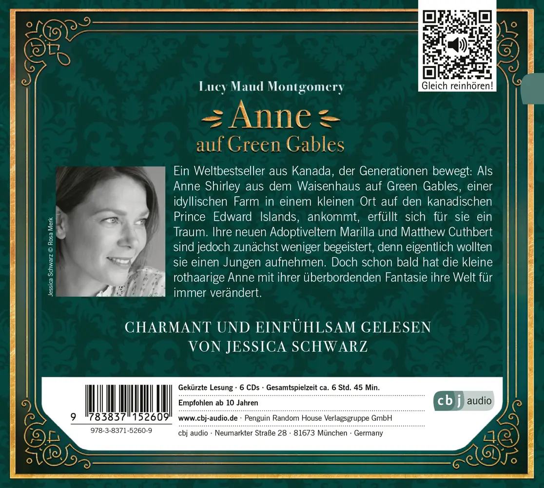 Bild: 9783837152609 | Anne auf Green Gables, 6 Audio-CD | Nostalgie für Kinder | Montgomery