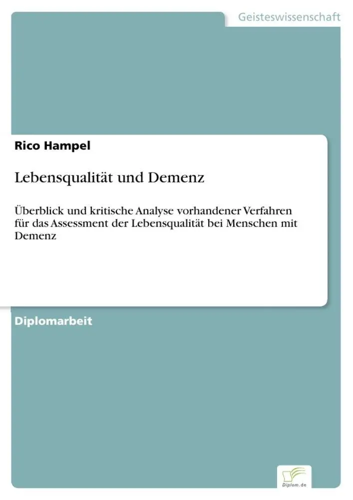 Cover: 9783838692609 | Lebensqualität und Demenz | Rico Hampel | Taschenbuch | 104 S. | 2006