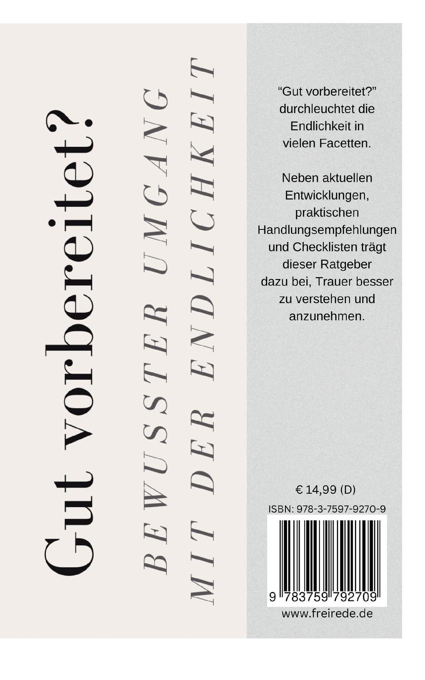 Rückseite: 9783759792709 | Gut vorbereitet? | Bewusster Umgang mit der Endlichkeit | Taschenbuch