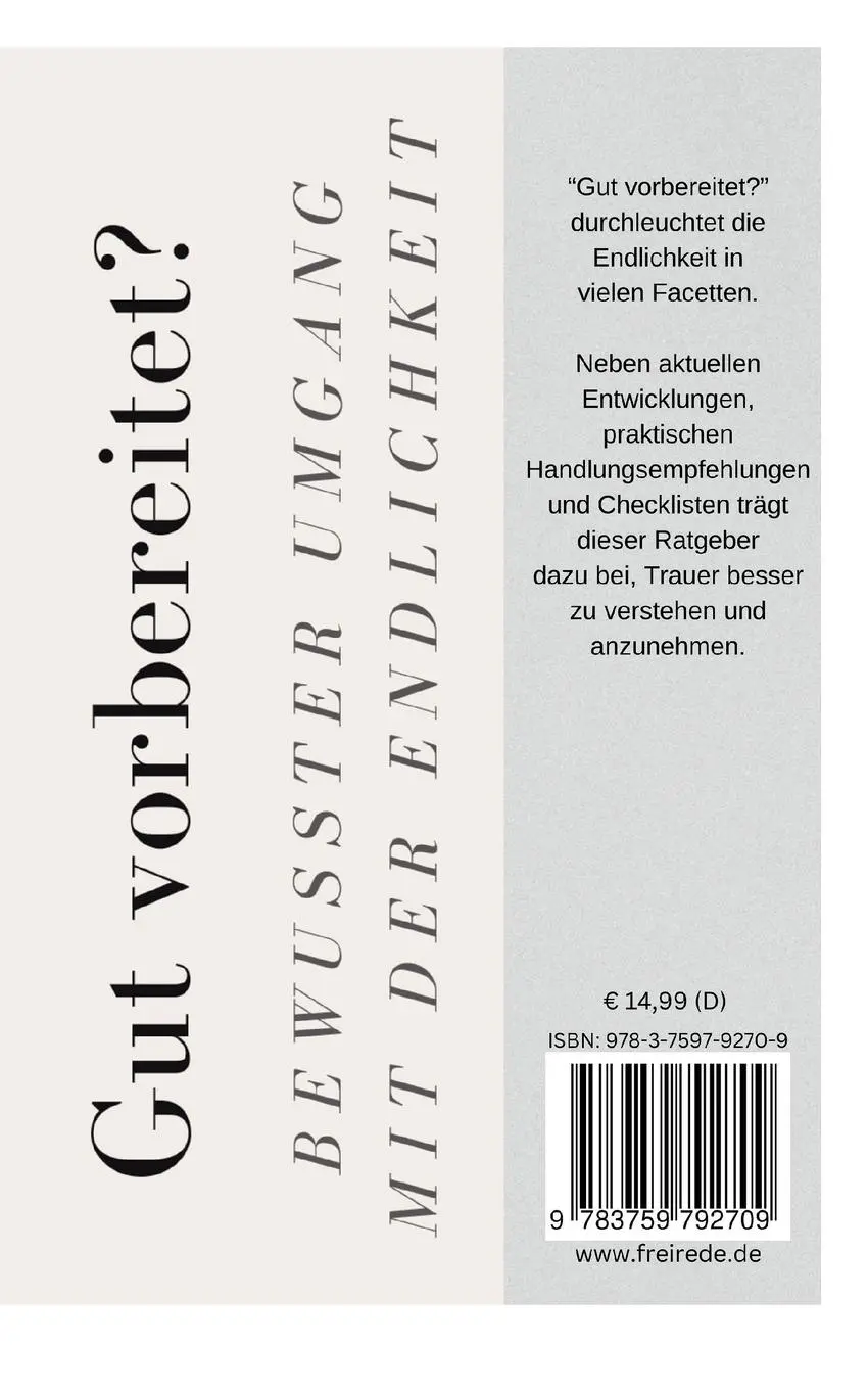 Rückseite: 9783759792709 | Gut vorbereitet? | Bewusster Umgang mit der Endlichkeit | Taschenbuch