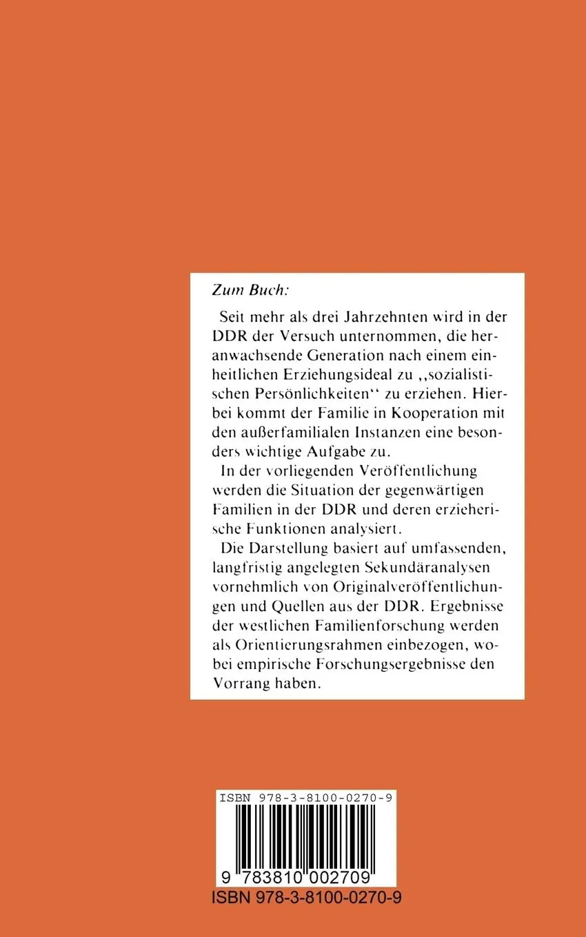 Rückseite: 9783810002709 | Familie und Sozialisation in der DDR | Barbara Hille | Taschenbuch