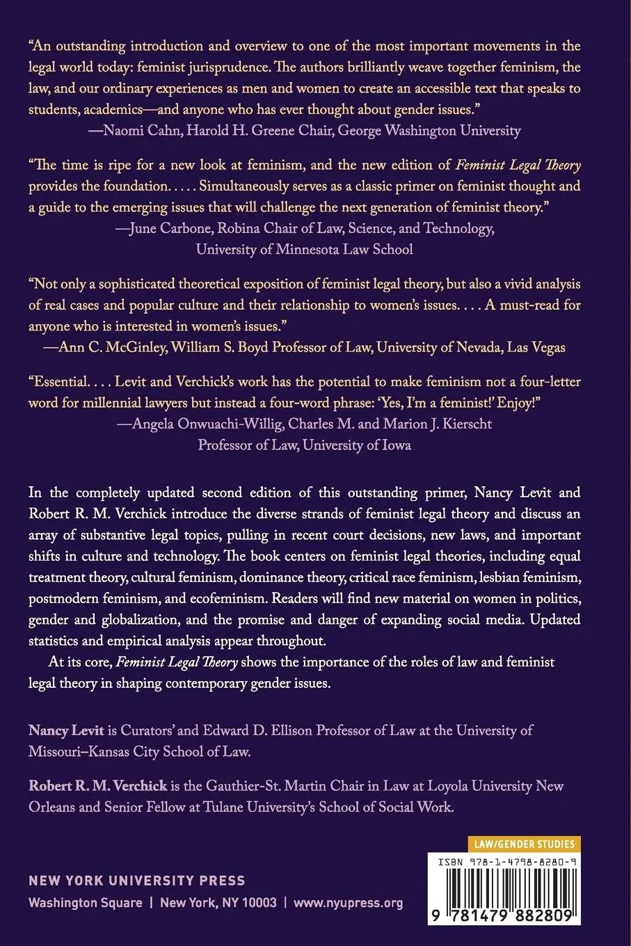 Rückseite: 9781479882809 | Feminist Legal Theory (Second Edition) | A Primer | Minow (u. a.)