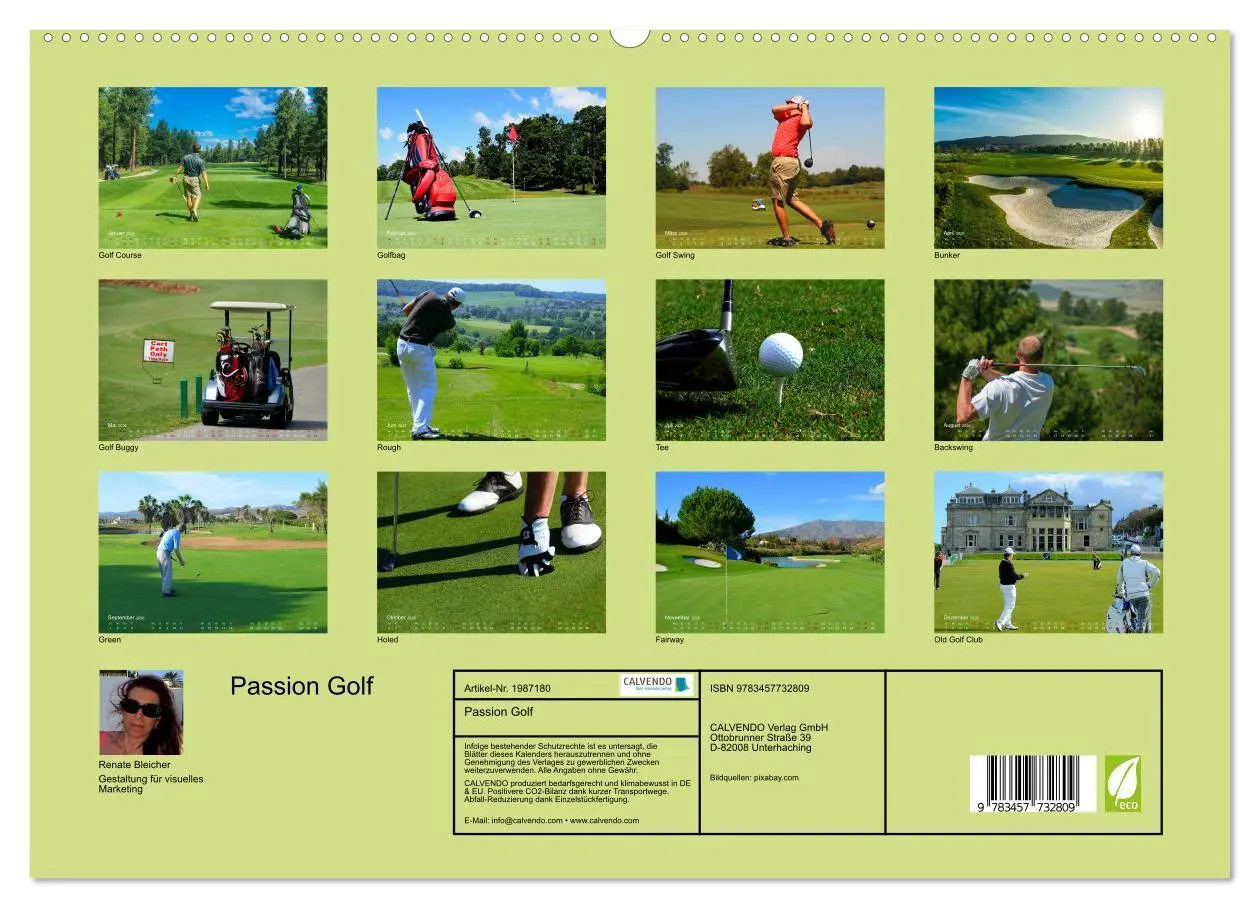 Bild: 9783457732809 | Passion Golf (hochwertiger Premium Wandkalender 2026 DIN A2 quer),...