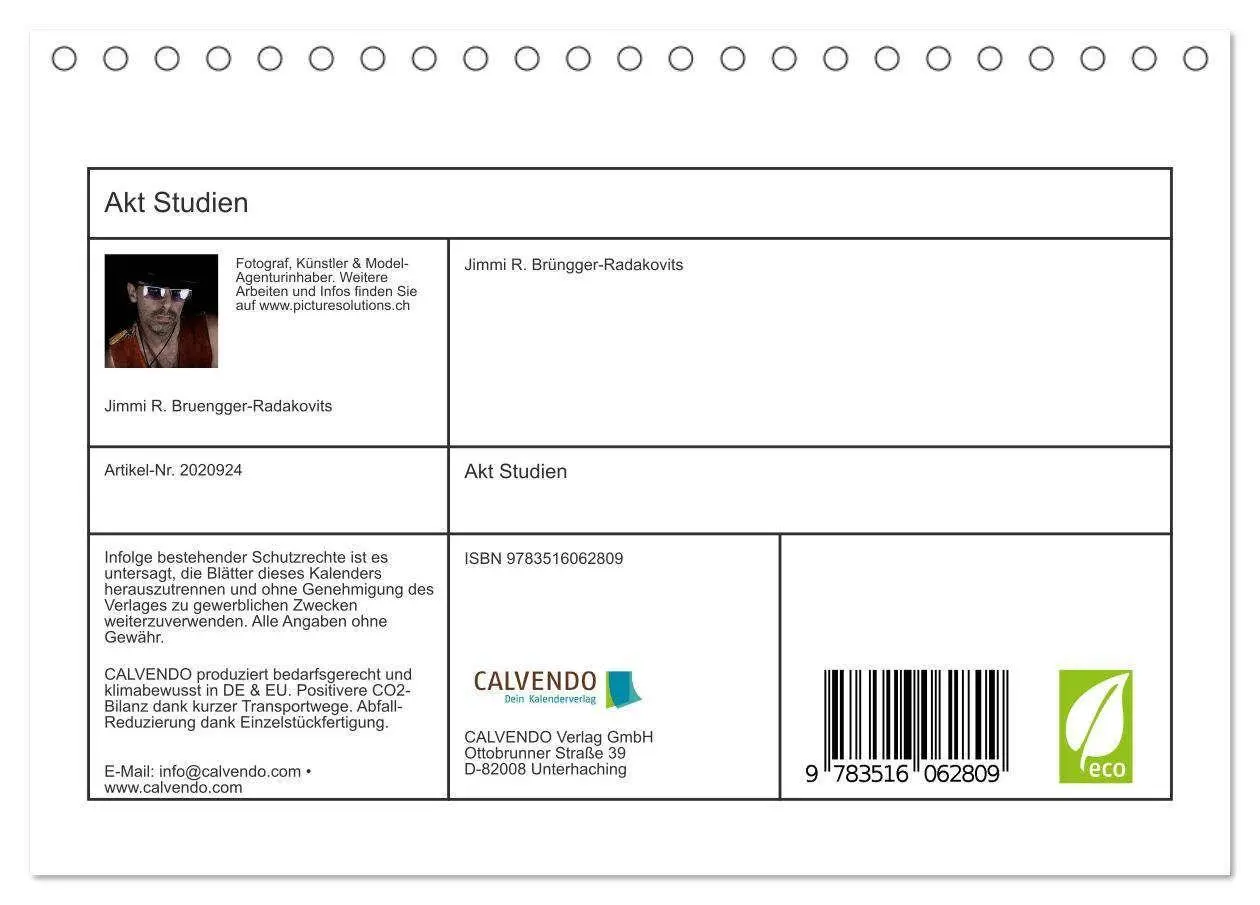 Bild: 9783516062809 | Akt Studien (Tischkalender 2026 DIN A5 quer), CALVENDO Monatskalender