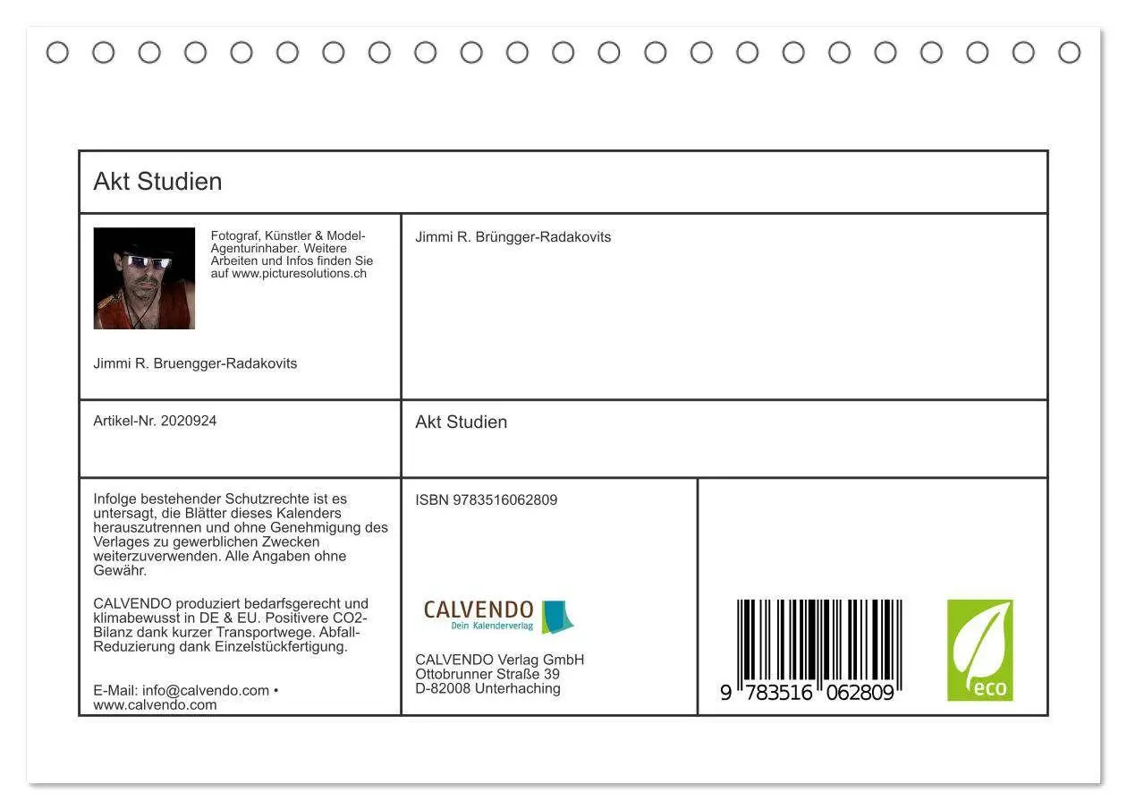 Bild: 9783516062809 | Akt Studien (Tischkalender 2026 DIN A5 quer), CALVENDO Monatskalender