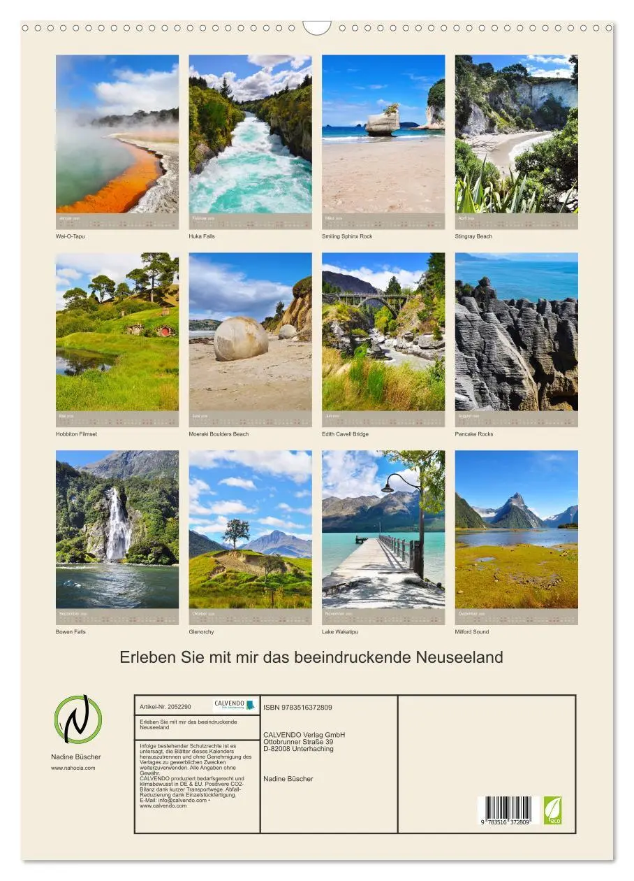 Bild: 9783516372809 | Erleben Sie mit mir das beeindruckende Neuseeland (Wandkalender...