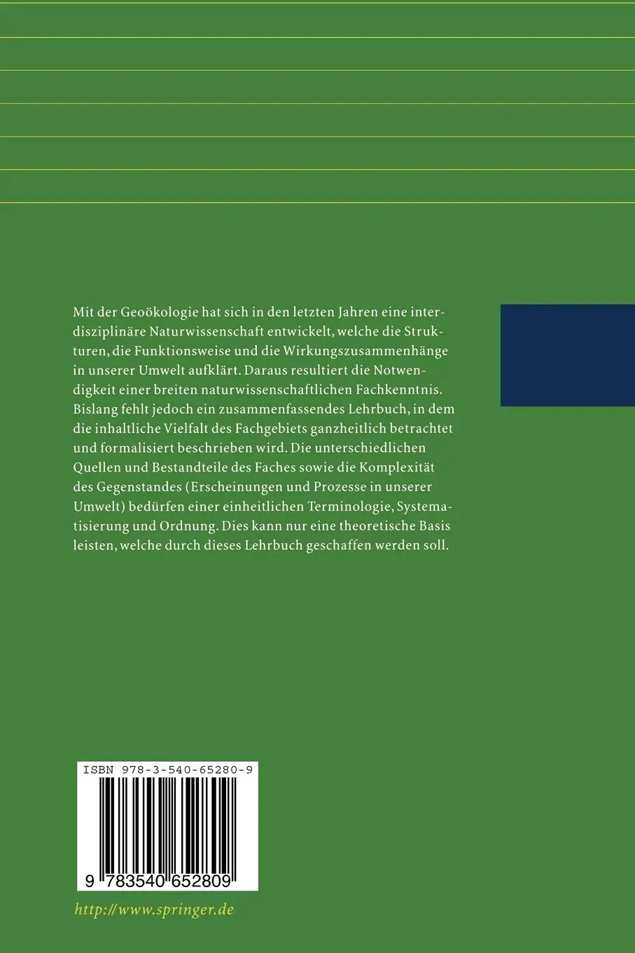 Rückseite: 9783540652809 | Grundlagen der Geoökologie | Oswald Blumenstein (u. a.) | Taschenbuch