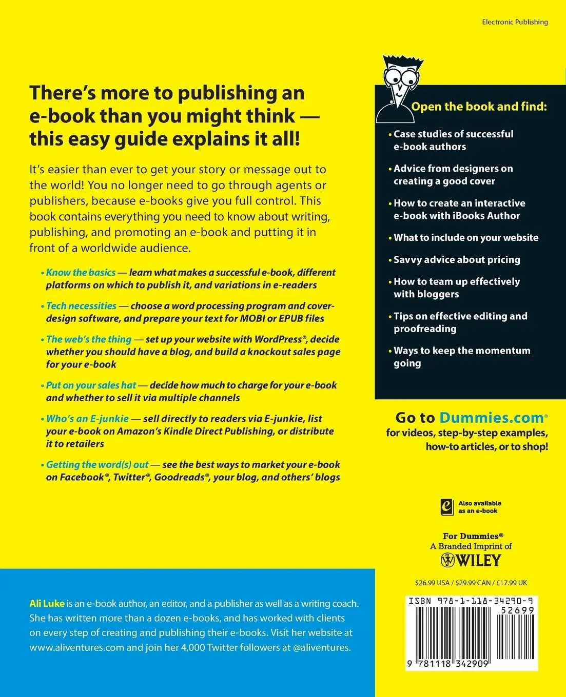 Rückseite: 9781118342909 | Publishing E-Books for Dummies | Ali Luke | Taschenbuch | Englisch
