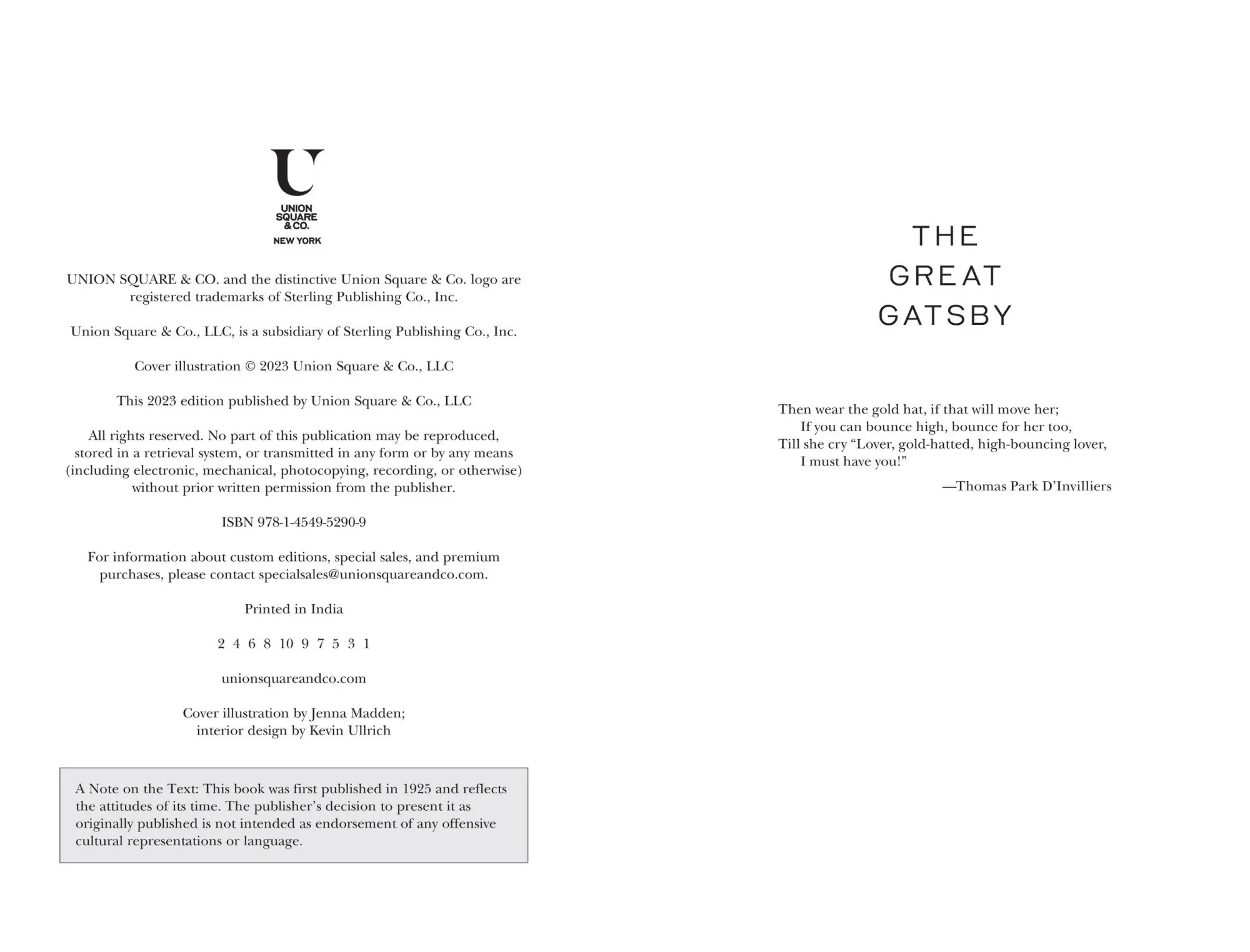 Bild: 9781454952909 | The Great Gatsby (Special Edition) | F Scott Fitzgerald | Buch | 2023