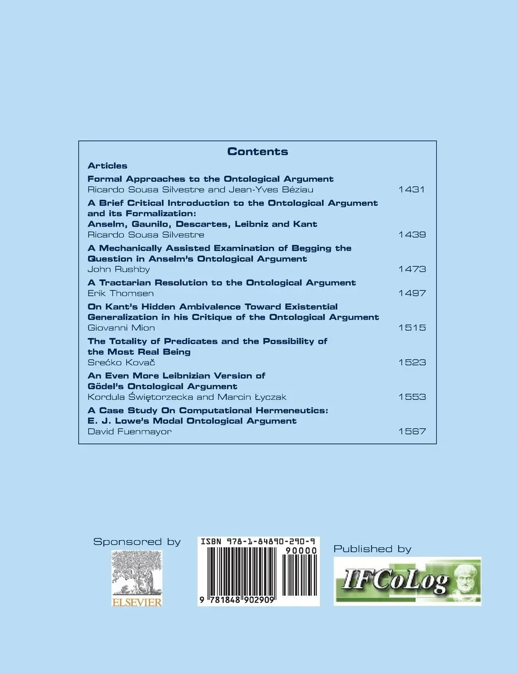 Rückseite: 9781848902909 | Journal of Applied Logics-IfCoLog Journal of Logics and their...