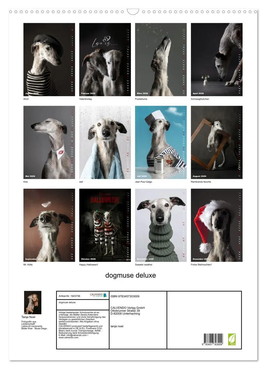 Bild: 9783457303009 | dogmuse deluxe (Wandkalender 2026 DIN A2 hoch), CALVENDO...