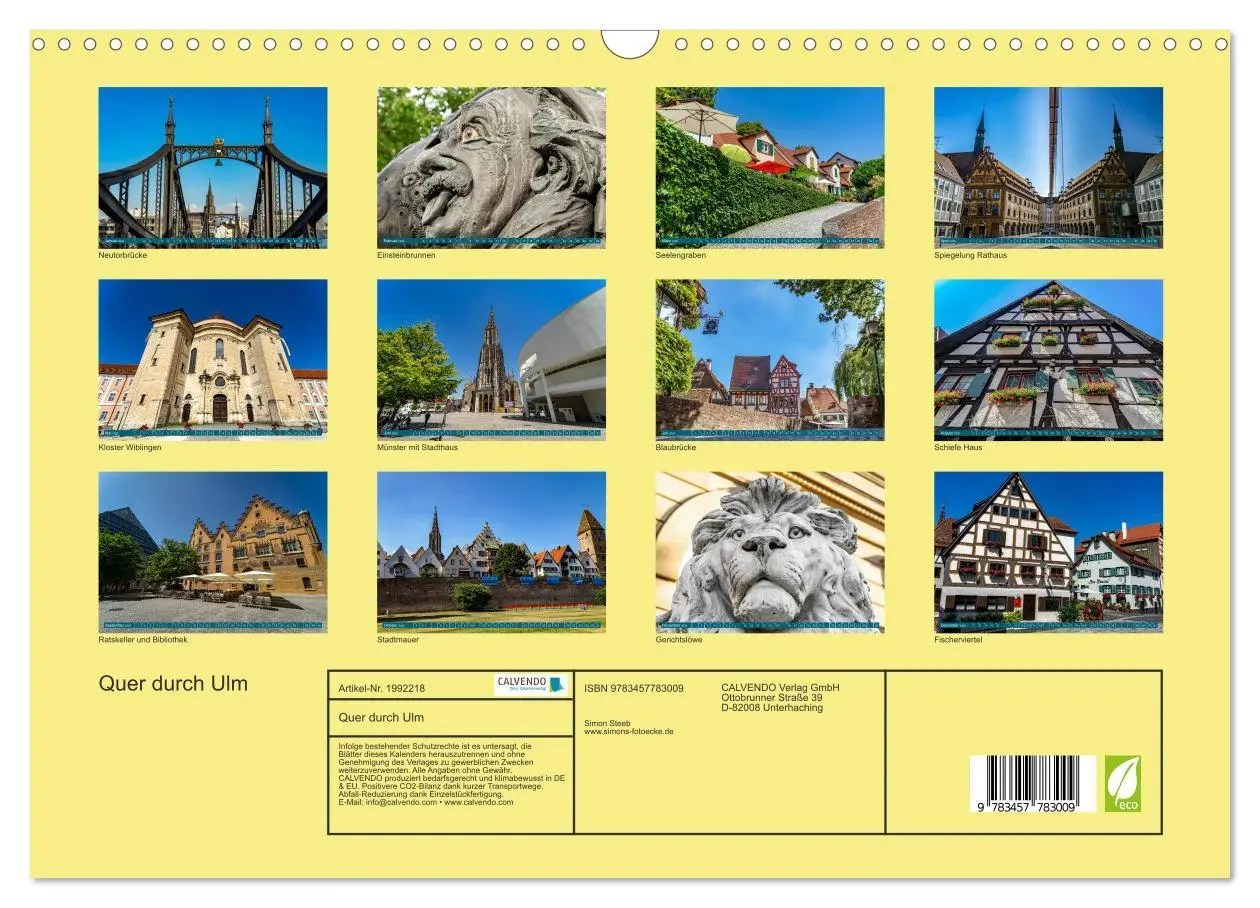 Bild: 9783457783009 | Quer durch Ulm (Wandkalender 2026 DIN A3 quer), CALVENDO...