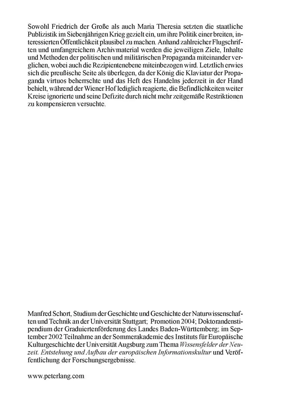 Rückseite: 9783631543009 | Politik und Propaganda | Manfred Schort | Taschenbuch | Deutsch | 2006