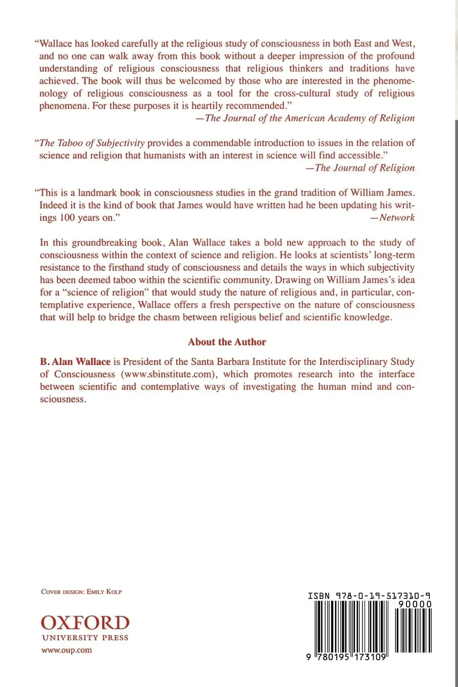 Rückseite: 9780195173109 | The Taboo of Subjectivity | Towards a New Science of Consciousness