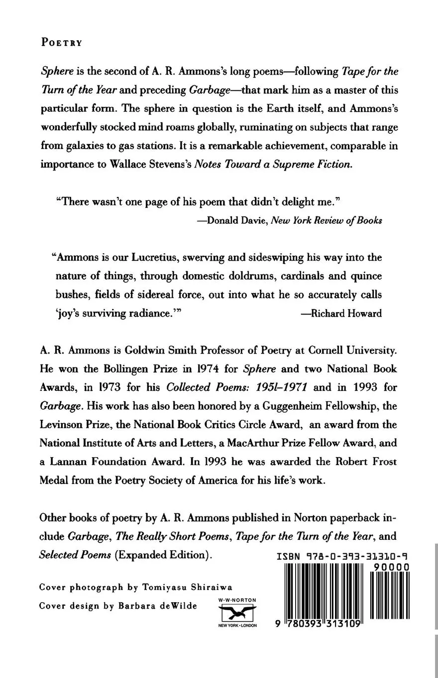 Rückseite: 9780393313109 | Sphere | The Form of a Motion | A. R. Ammons | Taschenbuch | Englisch