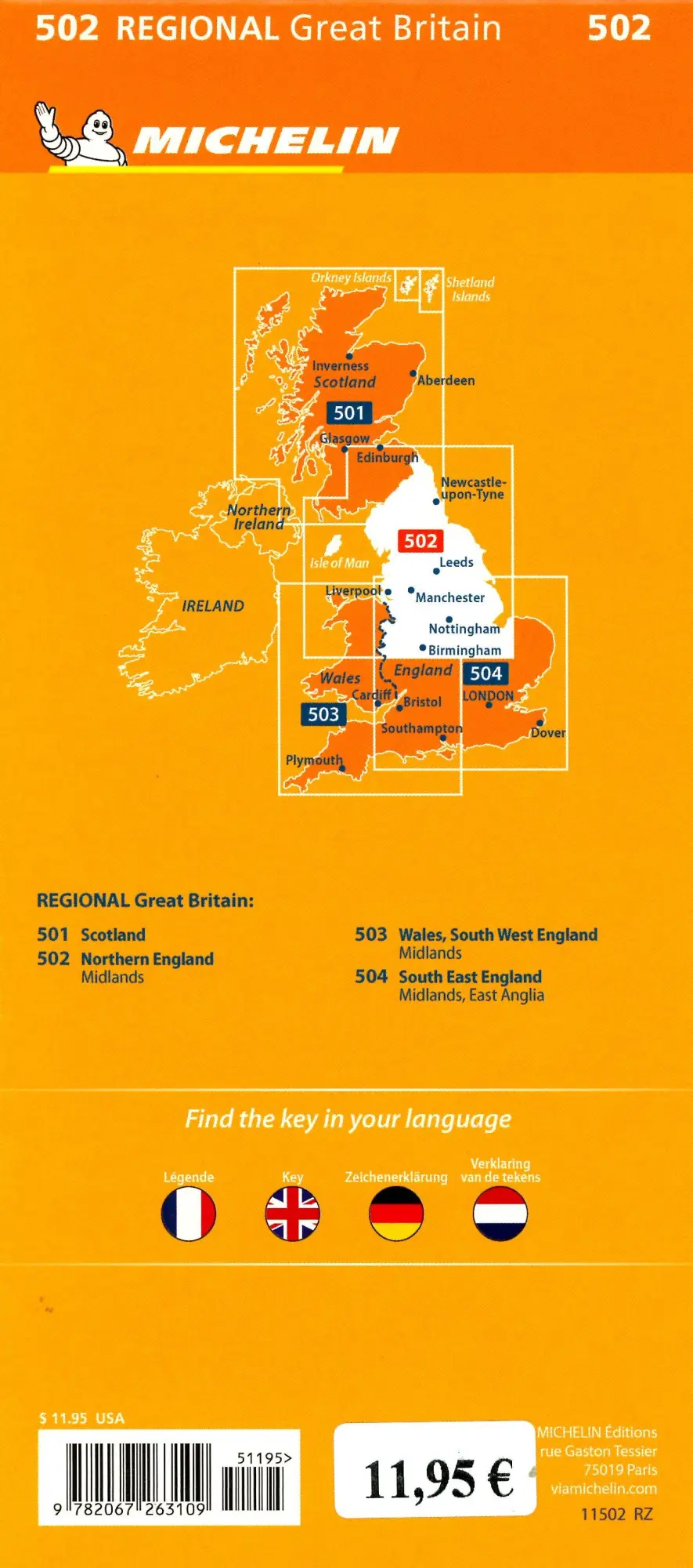 Bild: 9782067263109 | Michelin England Nord, Midlands | Map | (Land-)Karte | 1 S. | Englisch
