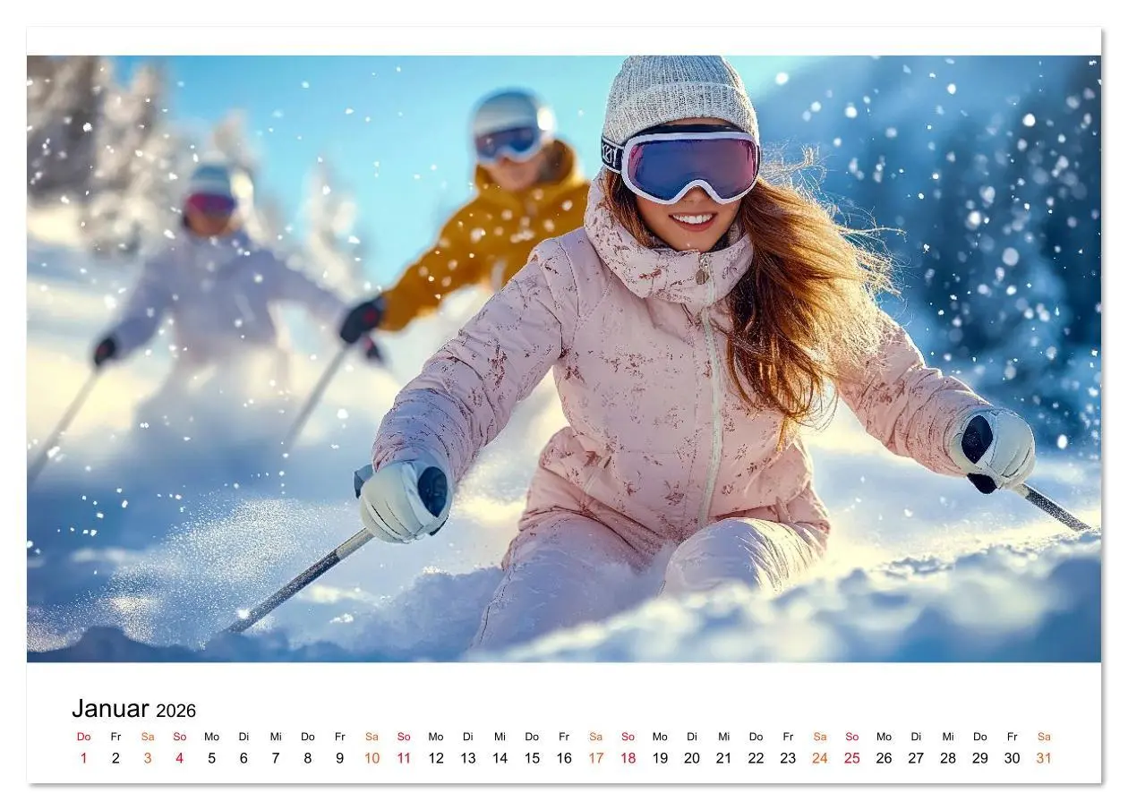 Bild: 9783516623109 | Skifahren - endlich Schnee (Tischkalender 2026 DIN A5 quer),...