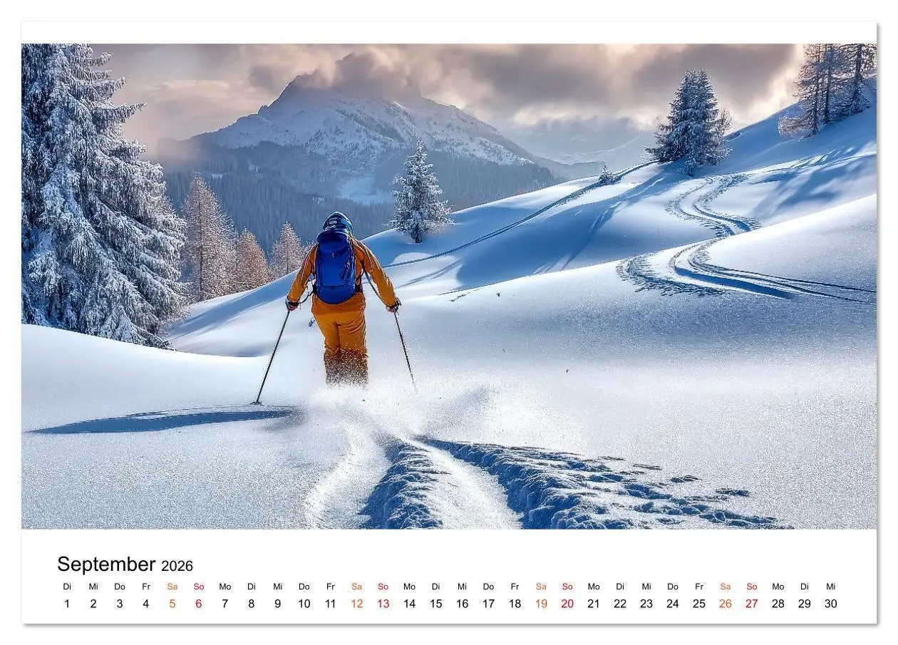 Bild: 9783516623109 | Skifahren - endlich Schnee (Tischkalender 2026 DIN A5 quer),...