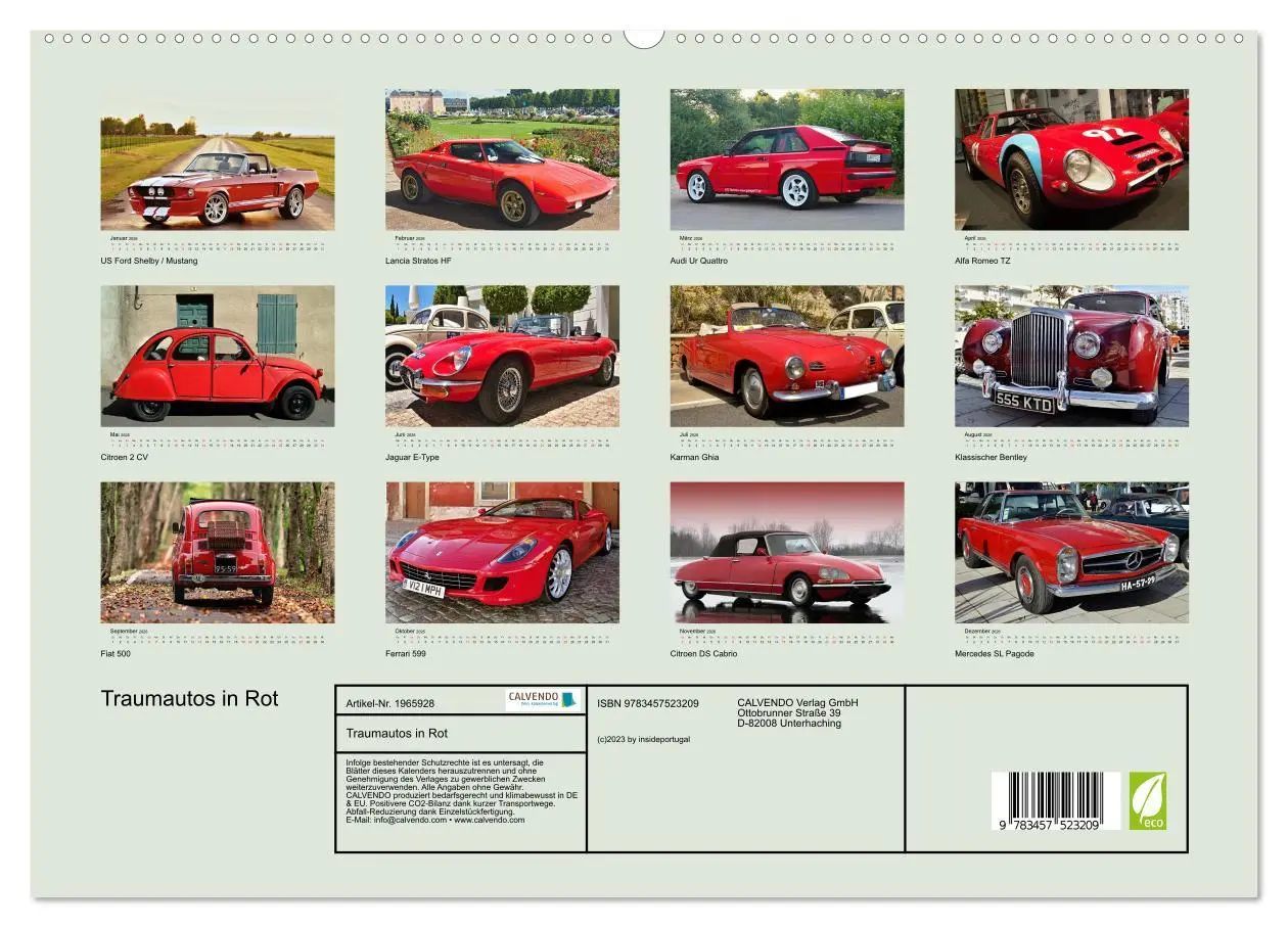 Bild: 9783457523209 | Traumautos in Rot (hochwertiger Premium Wandkalender 2026 DIN A2...