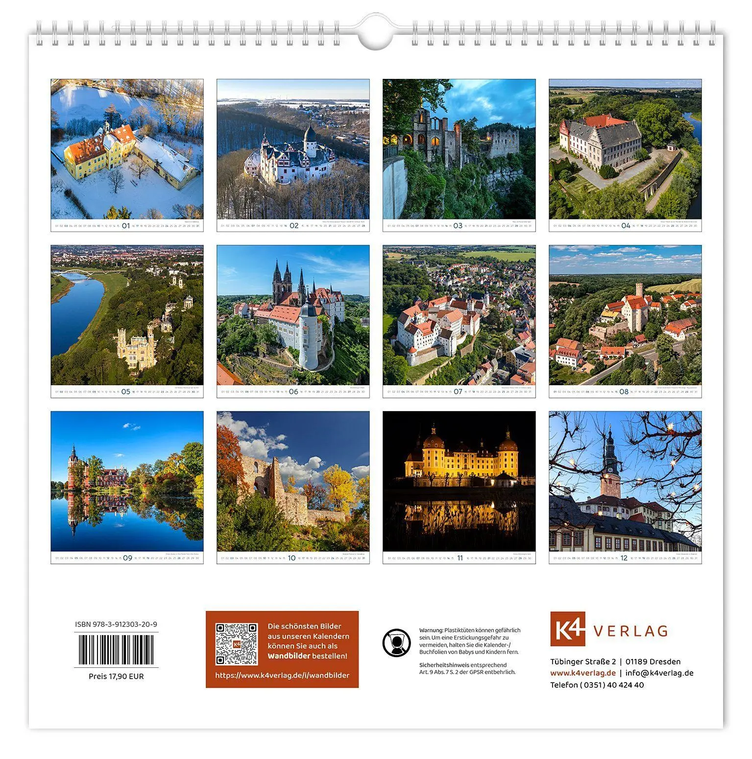Bild: 9783912303209 | Kalender Burgen und Schlösser Sachsen 2027 | Peter Schubert | Kalender