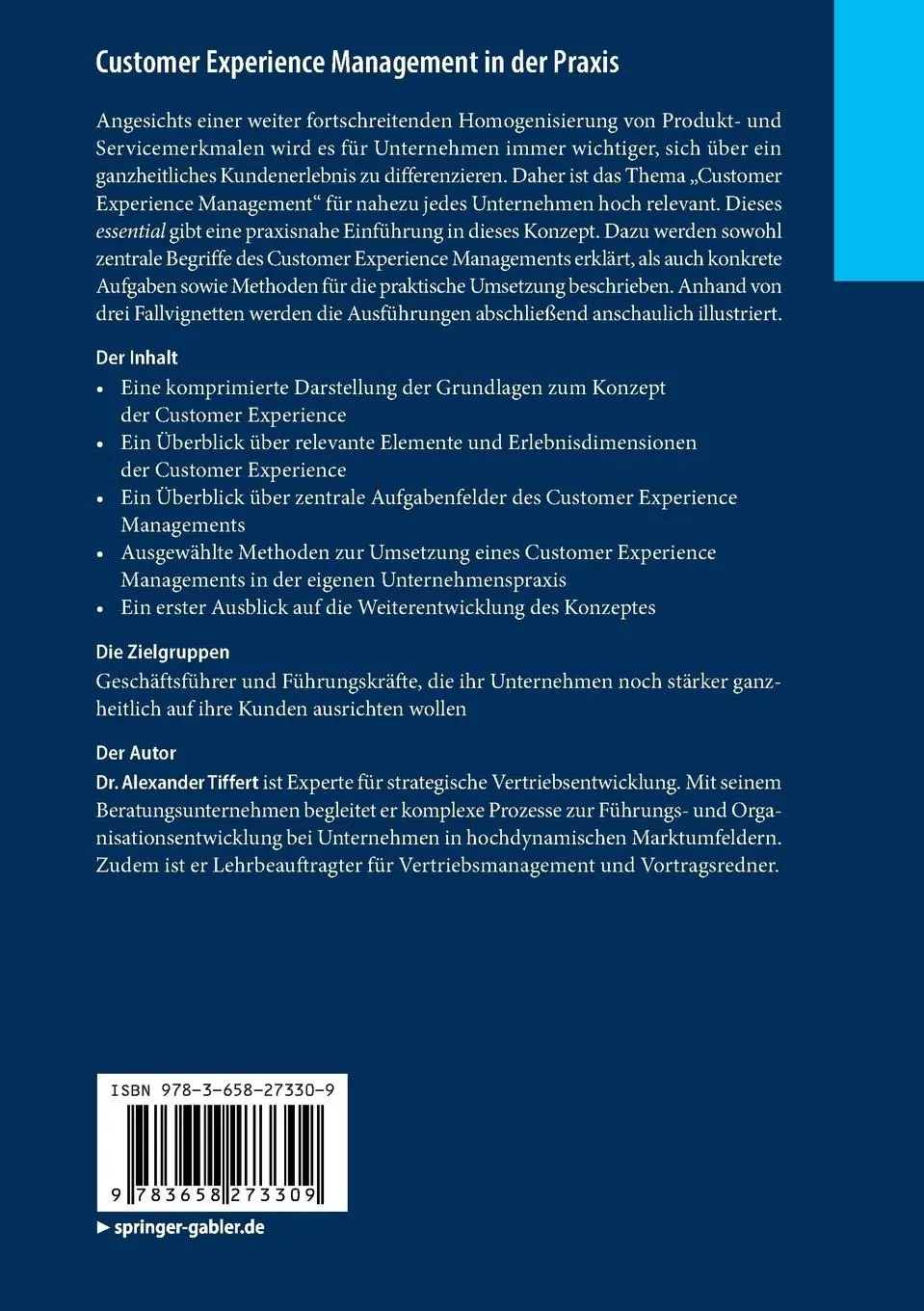 Rückseite: 9783658273309 | Customer Experience Management in der Praxis | Alexander Tiffert | x