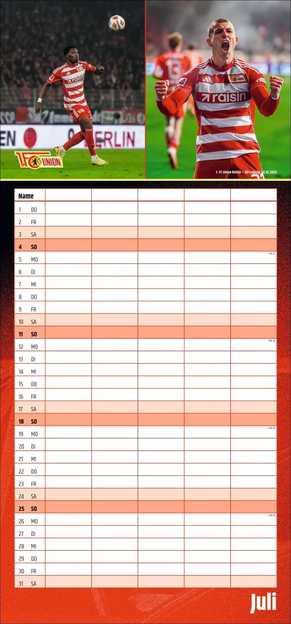 Bild: 9783756423309 | 1. FC Union Berlin Familienplaner 2027 | Kalender | 14 S. | Deutsch