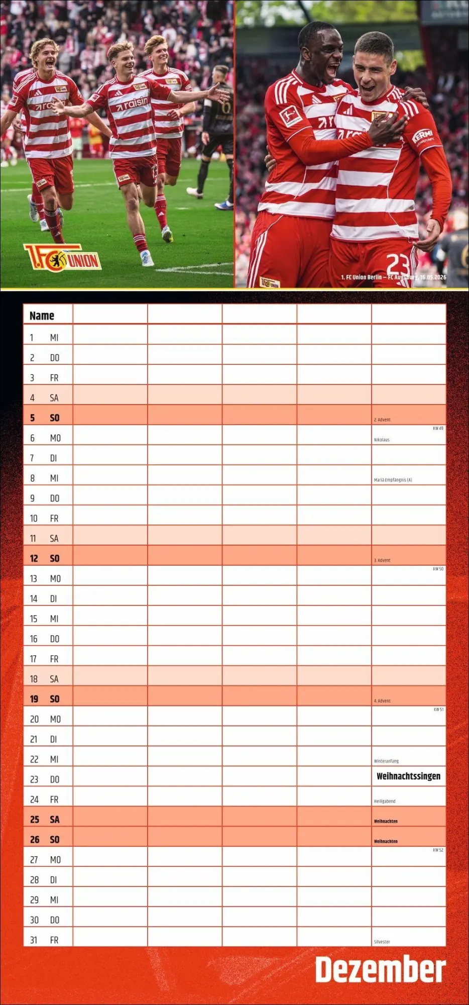 Bild: 9783756423309 | 1. FC Union Berlin Familienplaner 2027 | Kalender | 14 S. | Deutsch