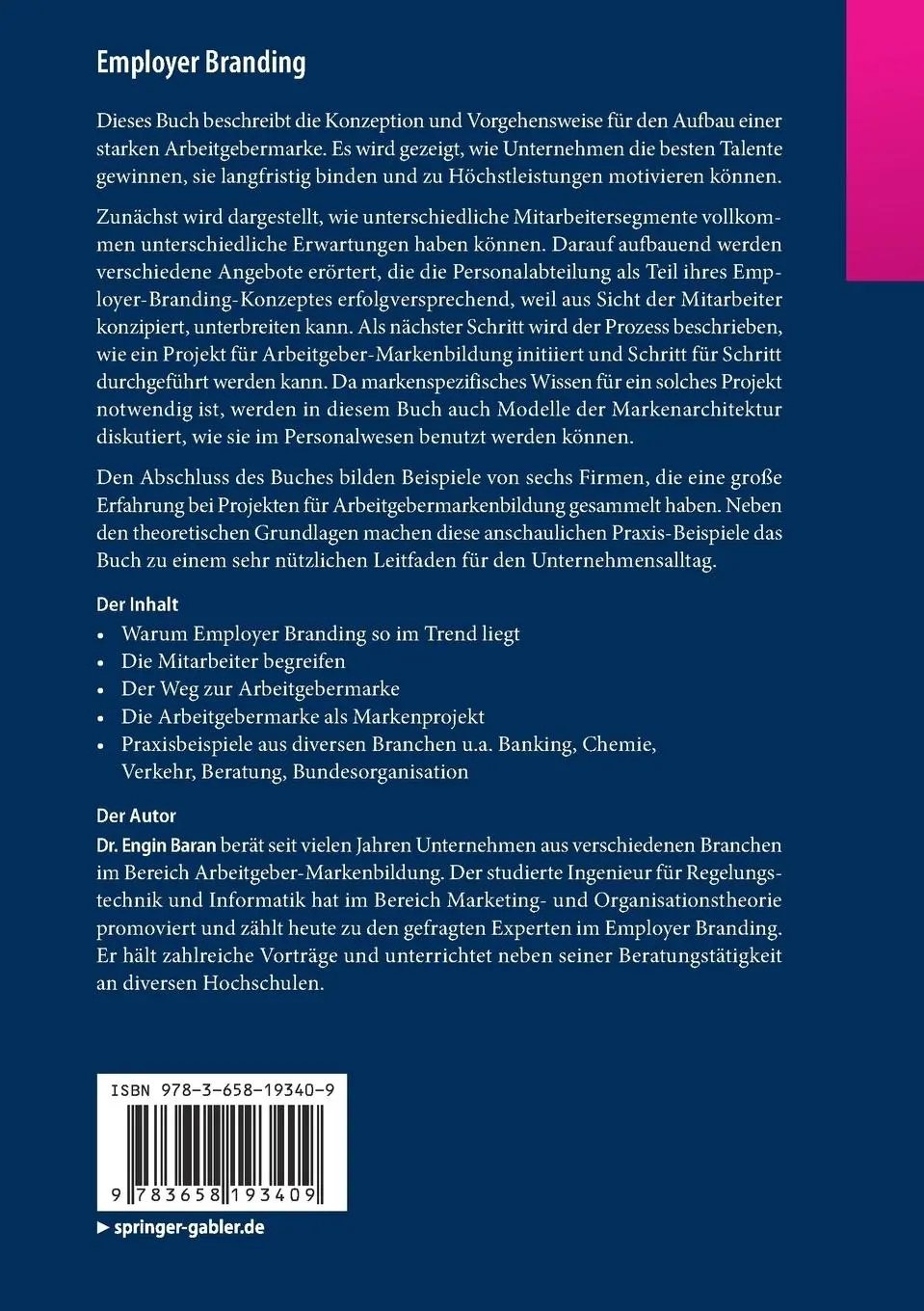 Rückseite: 9783658193409 | Employer Branding | Engin Baran | Taschenbuch | xvii | Deutsch | 2017