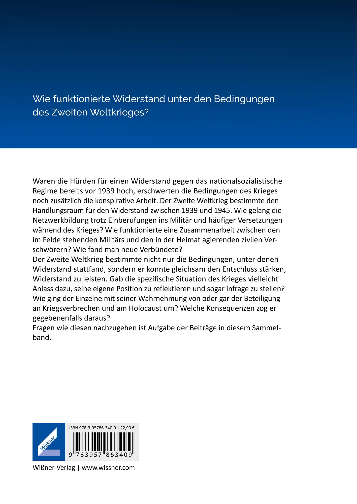 Rückseite: 9783957863409 | Widerstand in Zeiten des Krieges | V. (u. a.) | Taschenbuch | 196 S.