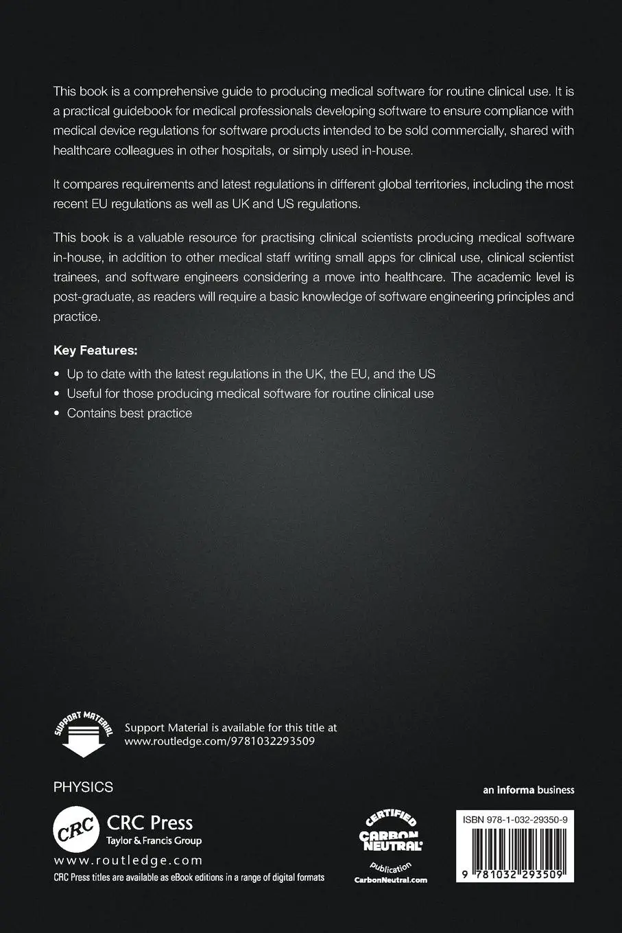 Rückseite: 9781032293509 | Writing In-House Medical Device Software in Compliance with EU, UK,...