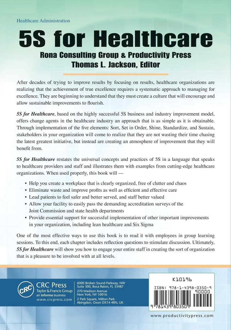 Rückseite: 9781439803509 | 5S for Healthcare | Thomas L. Jackson | Taschenbuch | Englisch | 2009