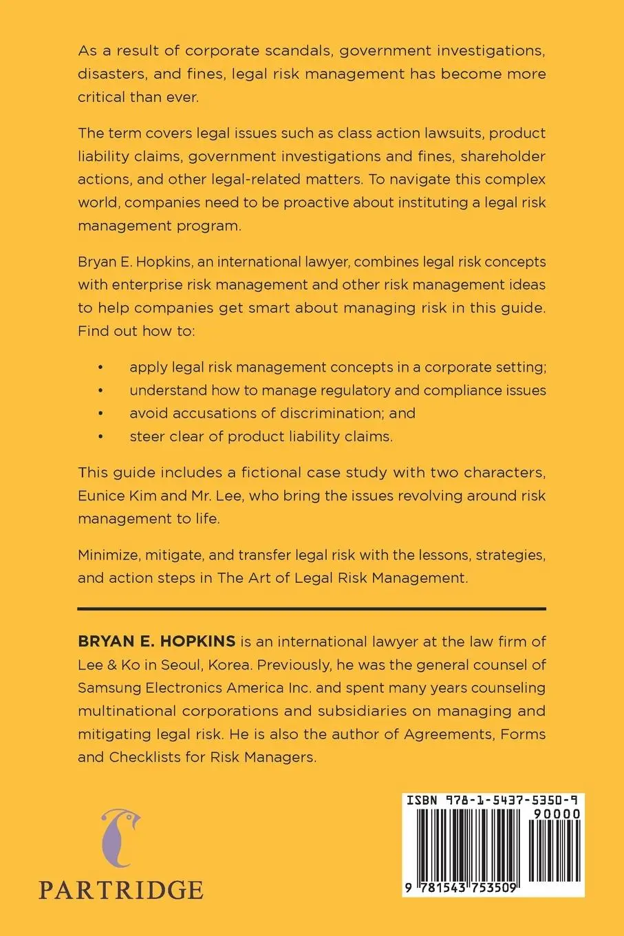 Rückseite: 9781543753509 | The Art of Legal Risk Management | Bryan E. Hopkins | Taschenbuch