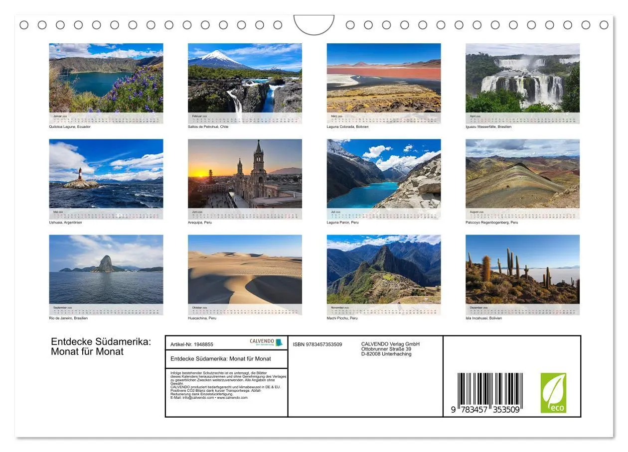 Bild: 9783457353509 | Entdecke Südamerika: Monat für Monat (Wandkalender 2026 DIN A4...