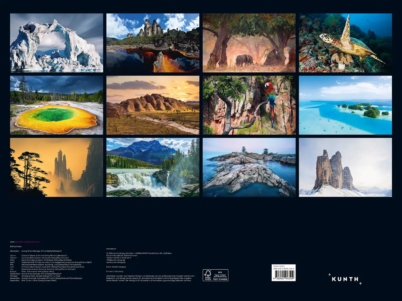 Bild: 9783965913509 | Das Naturerbe der Welt - KUNTH Wandkalender 2025 | Kalender | Deutsch
