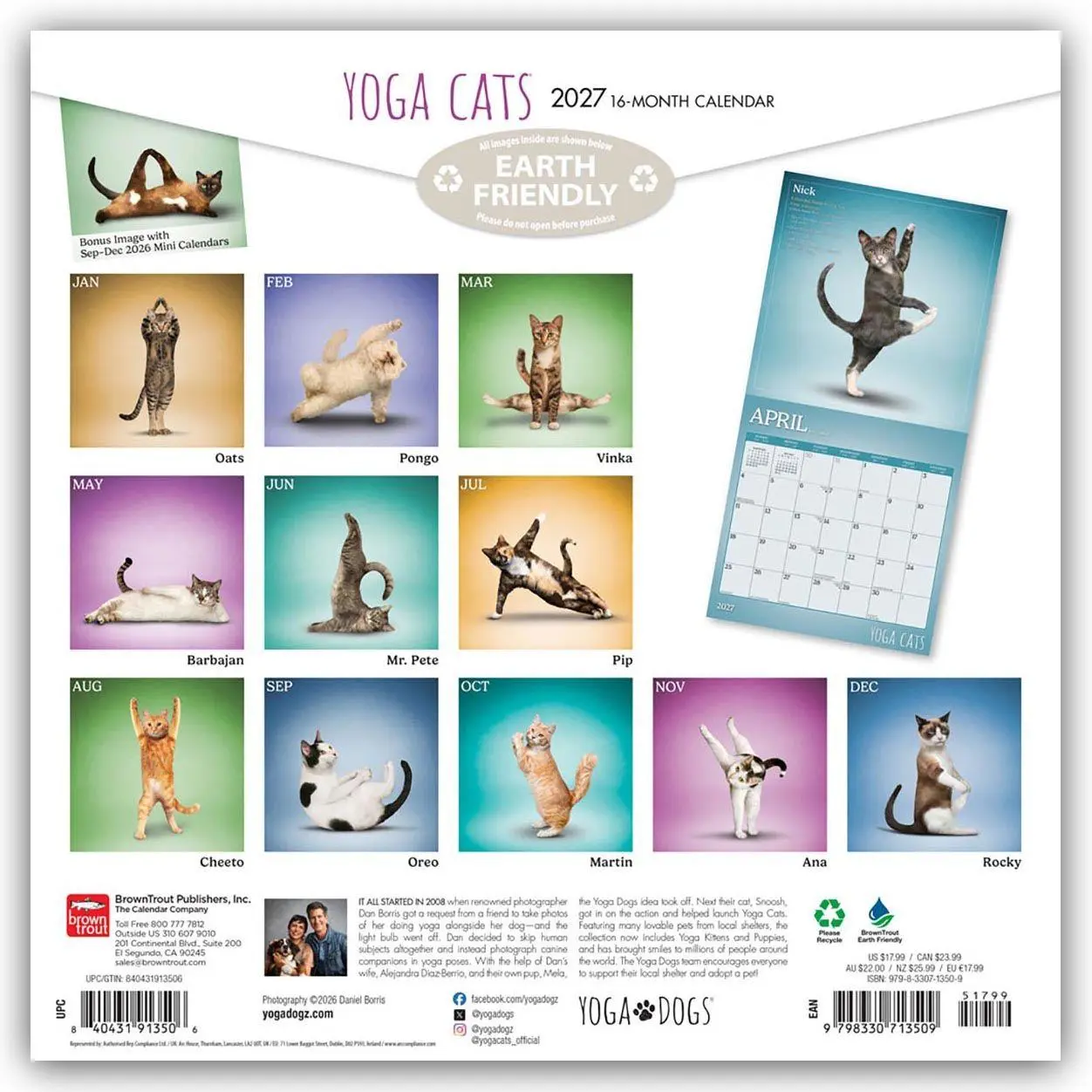Rückseite: 9798330713509 | Yoga Cats - Katzen Yoga 2027 - 16-Monatskalender | Publishers | 28 S.
