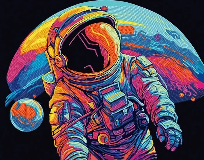 Bild: 4895225943609 | DIAMOND DOTZ - Diamond Painting Neon Astronaut | Kit (Bastelset)