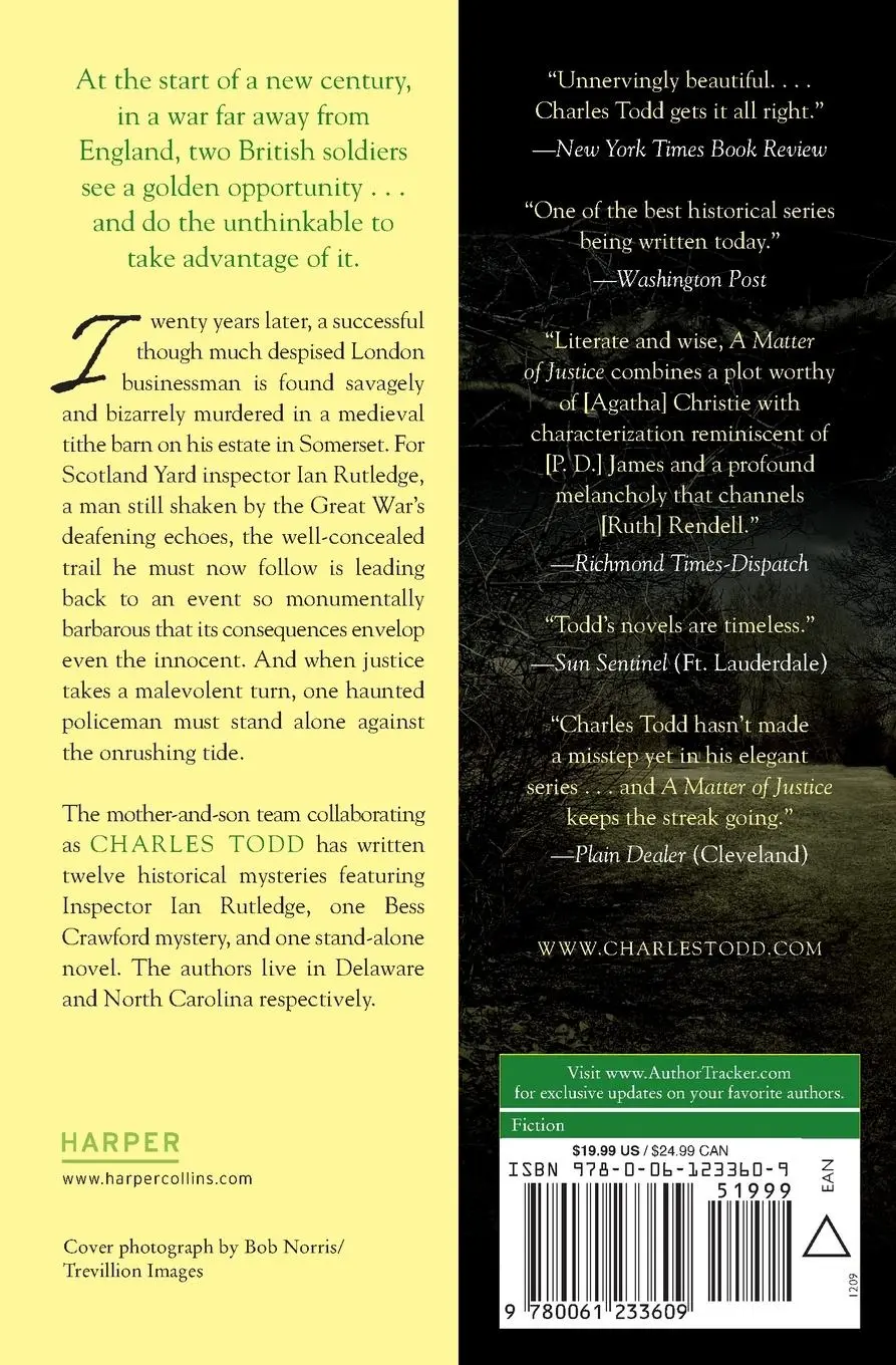 Rückseite: 9780061233609 | Matter of Justice, A | Charles Todd | Taschenbuch | Englisch | 2009