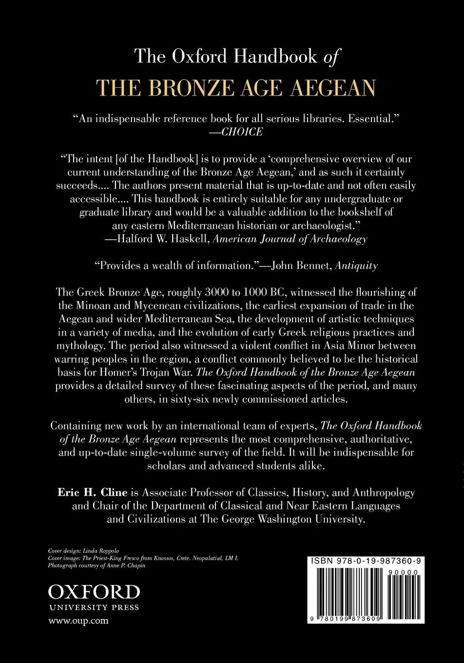 Rückseite: 9780199873609 | The Oxford Handbook of the Bronze Age Aegean | Eric H. Cline | Buch