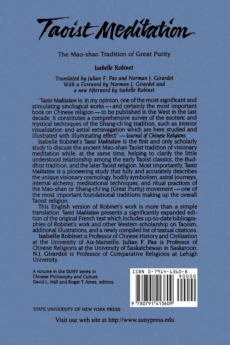 Rückseite: 9780791413609 | Taoist Meditation | The Mao-shan Tradition of Great Purity | Robinet