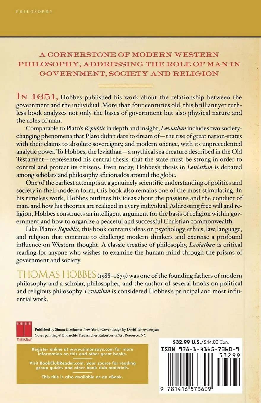 Rückseite: 9781416573609 | Leviathan | Thomas Hobbes | Taschenbuch | Kartoniert / Broschiert