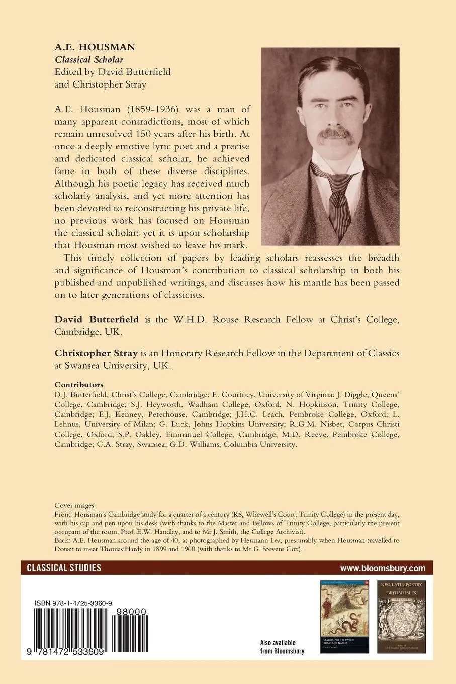 Rückseite: 9781472533609 | A.E. Housman | Classical Scholar | Christopher Stray | Taschenbuch