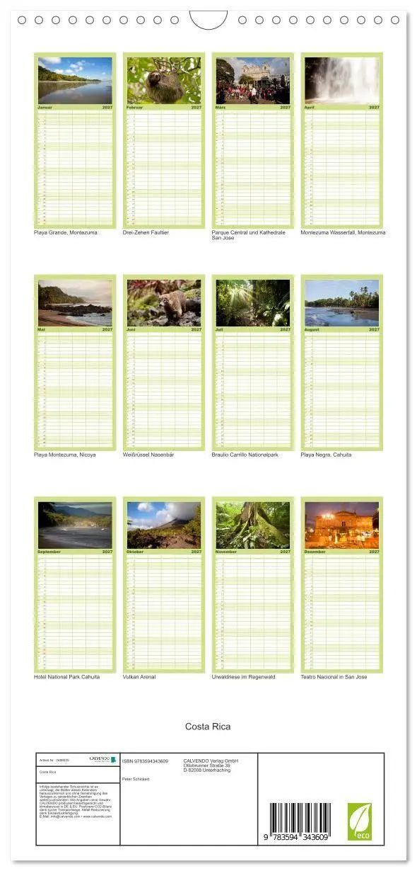 Bild: 9783594343609 | Familienplaner 2027 - Costa Rica mit 5 Spalten (Wandkalender, 21 x...