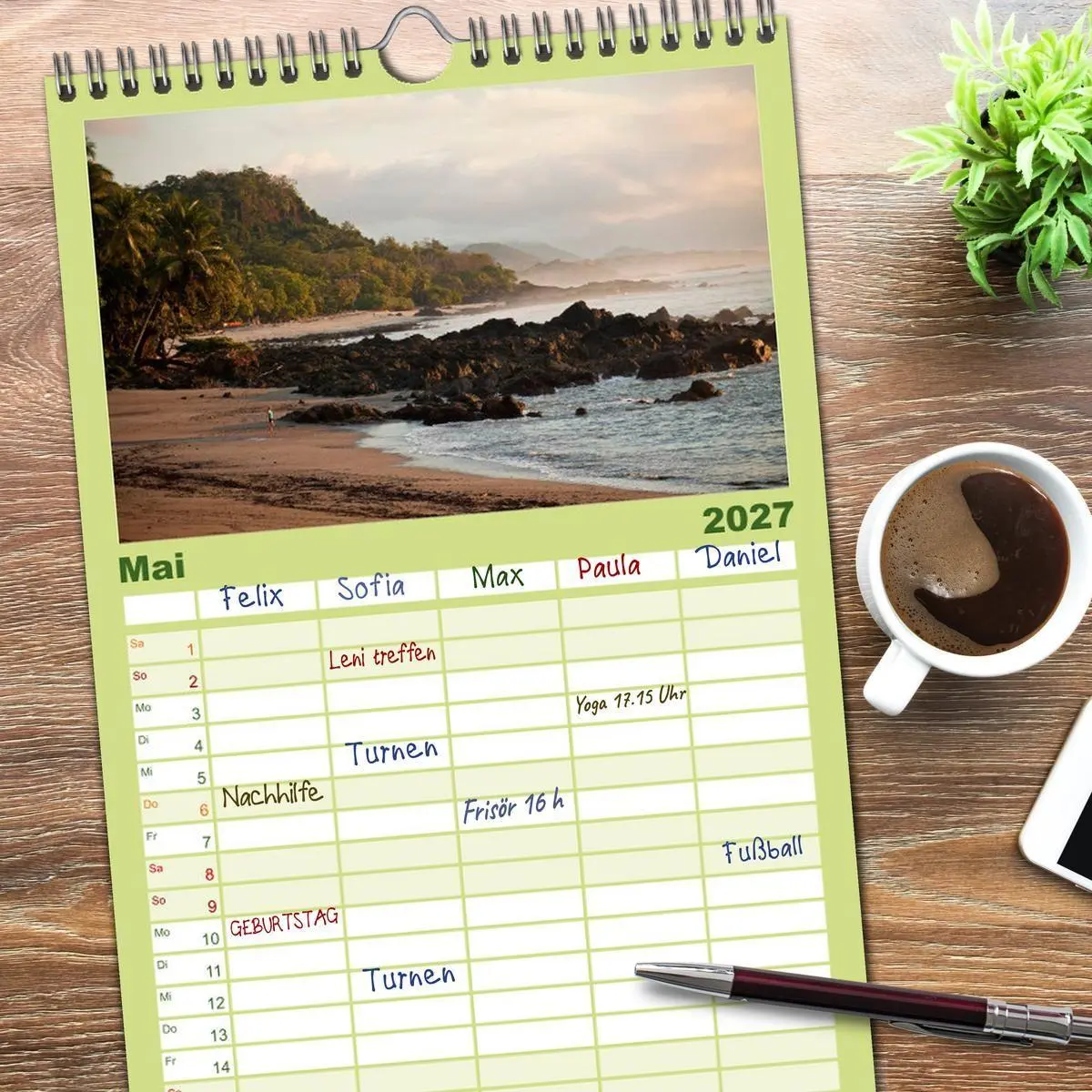 Bild: 9783594343609 | Familienplaner 2027 - Costa Rica mit 5 Spalten (Wandkalender, 21 x...